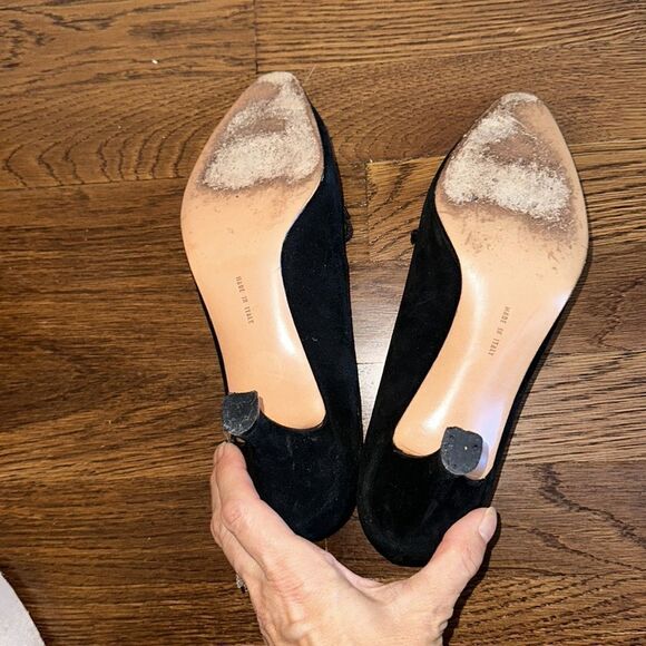 Vintage Salvatore Ferragamo black velvet with bows dressy heels - Picture 6 of 8